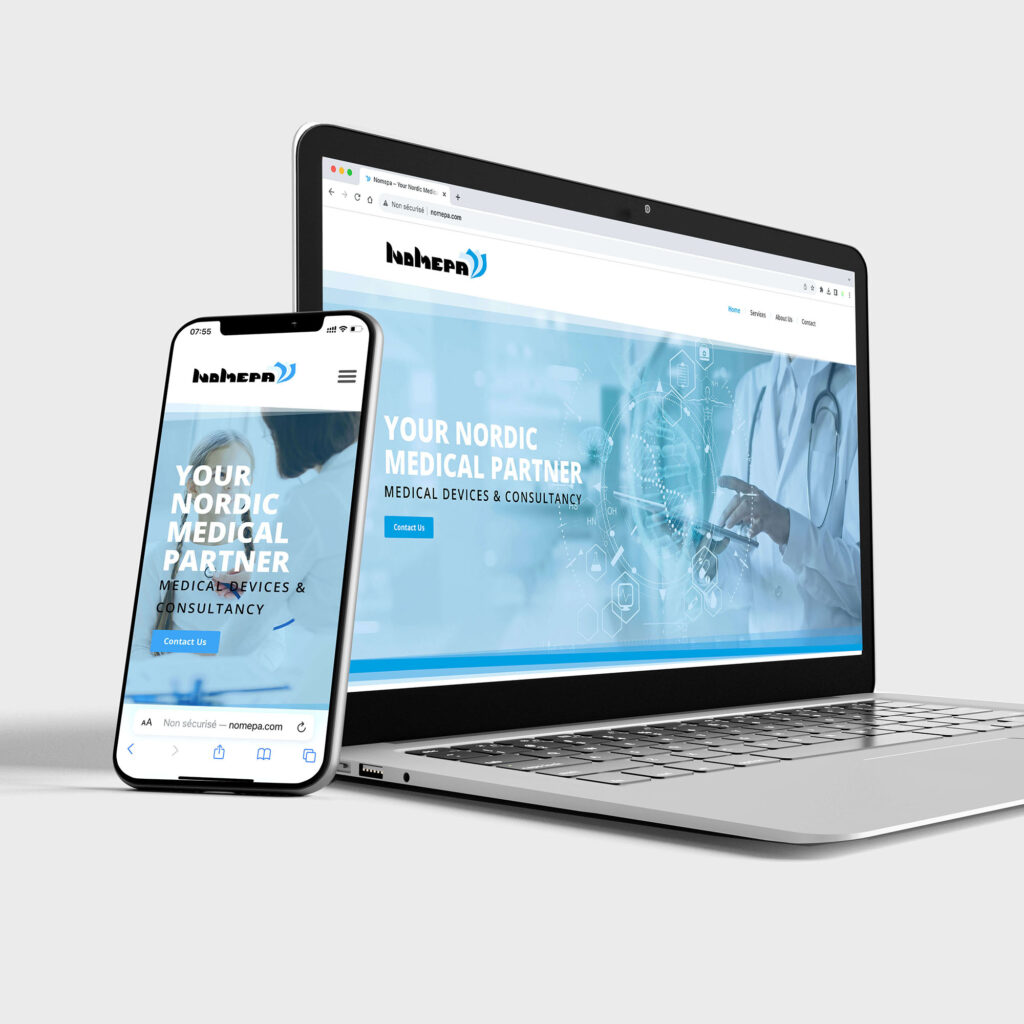 Site web vitrine pour la société Nomepa située au Danemark
