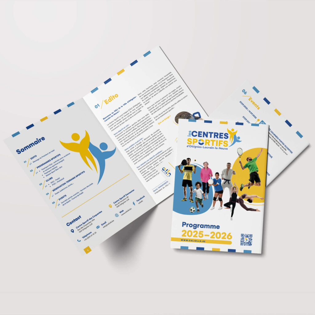 Affiches événementielles et dépliant pour le centre sportif d'Ottignies-LLN