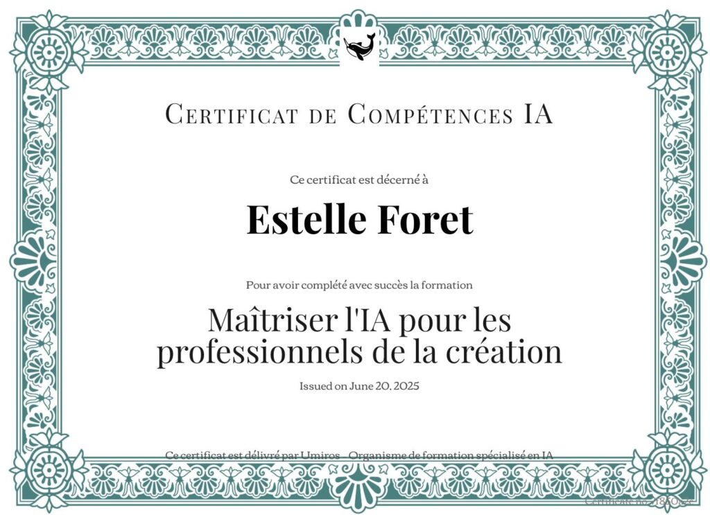 Certificat de compétences IA pour créatifs