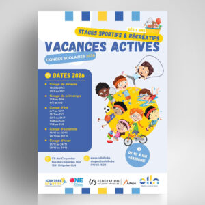 Création affiche stages enfants – CSLI Ottignies 2026