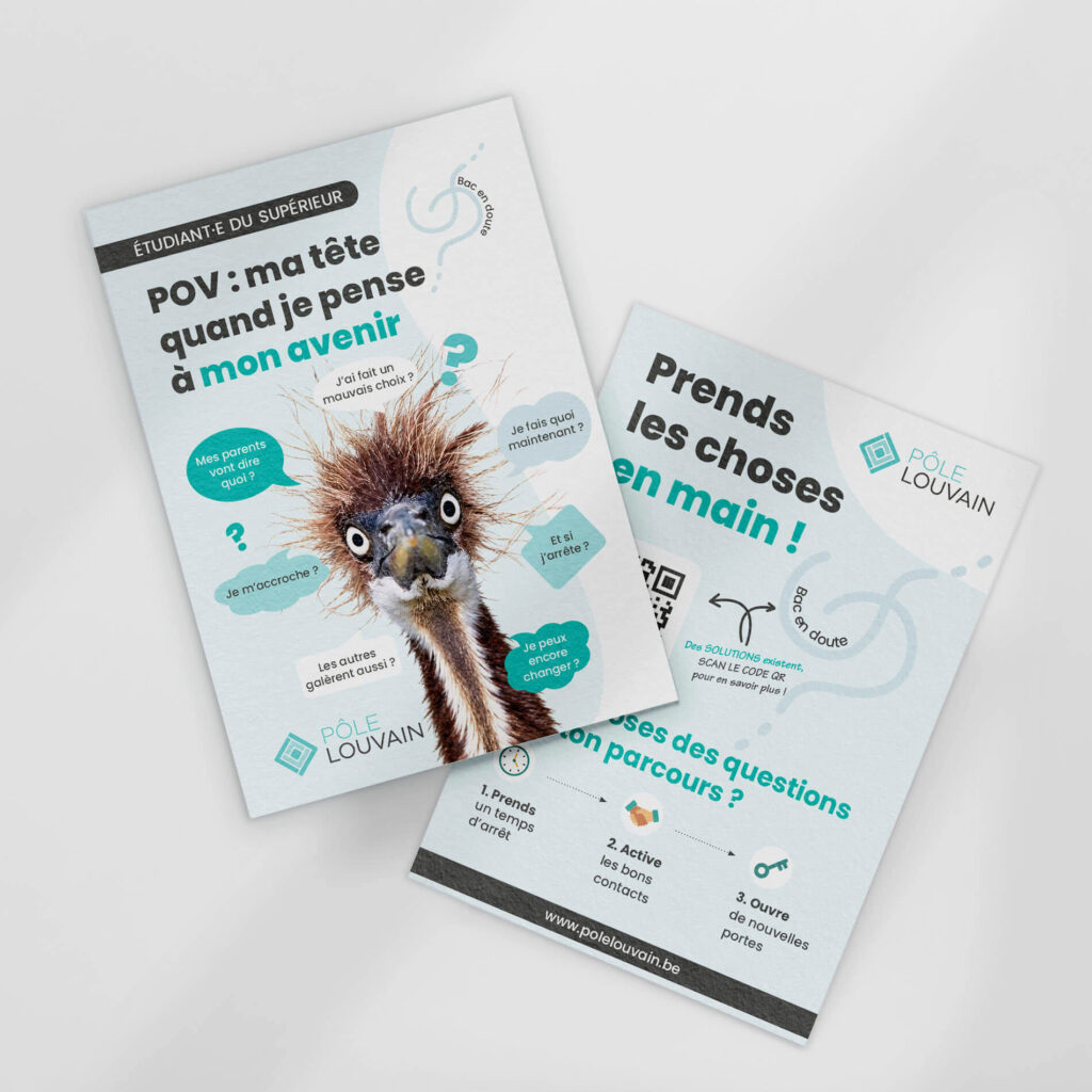 Un flyer qui interpelle les étudiants pour le Pôle Louvain